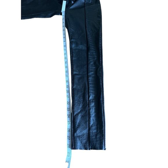 Top Shop Faux Crocodile Embossed Black Straight Leather Leg Pants  - Size 2 READ - Picture 7 of 11